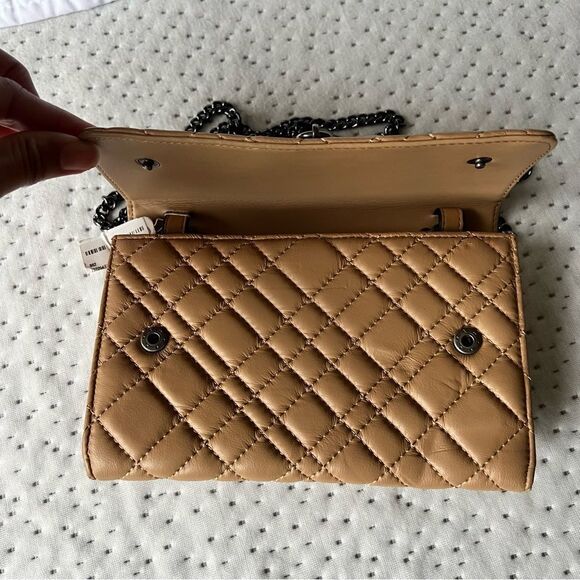 KURT GEIGER Mini Brixton Quilted Leather Shoulder Bag in Camel NEW MSRP $225 - Picture 4 of 7